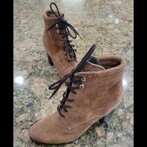 Paola Ferri by Alba Moda  Anthropologie Womens Boots Lace up Booties 40 10 NEW!